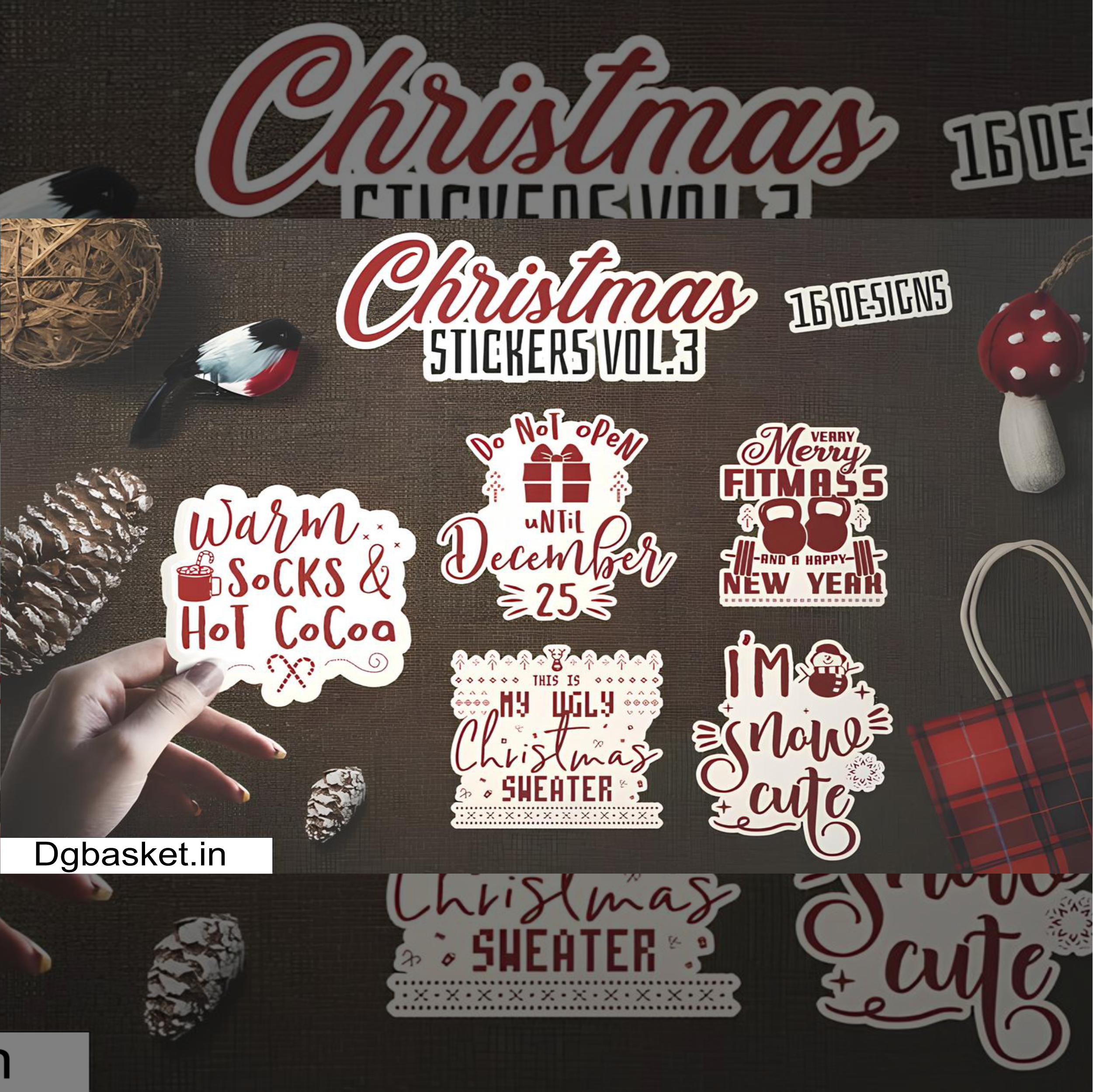 christmas stickers bundle vector clipart vol2 Christmas stickers bundle vol2 - Image 1
