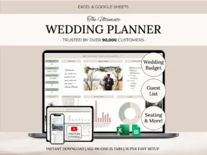 Wedding Planning Spreadsheet | Google Sheets | Wedding Checklist | Wedding Budget Spreadsheet | Wedding To Do | Timeline | Wedding Template
