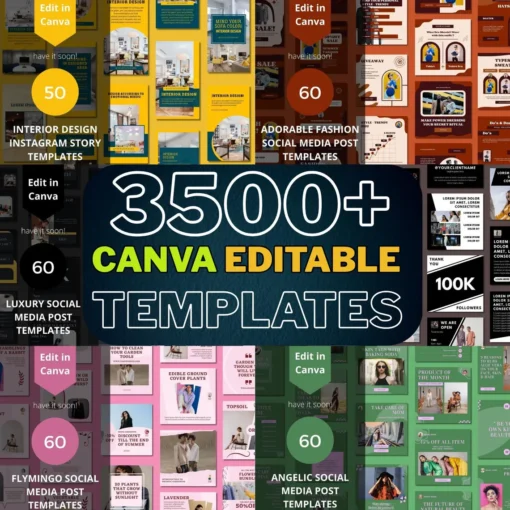 3500+ Canva Editable Social Media Templates Mega Bundle for – Instagram, Facebook, Pinterest & Business Marketing Designs and More