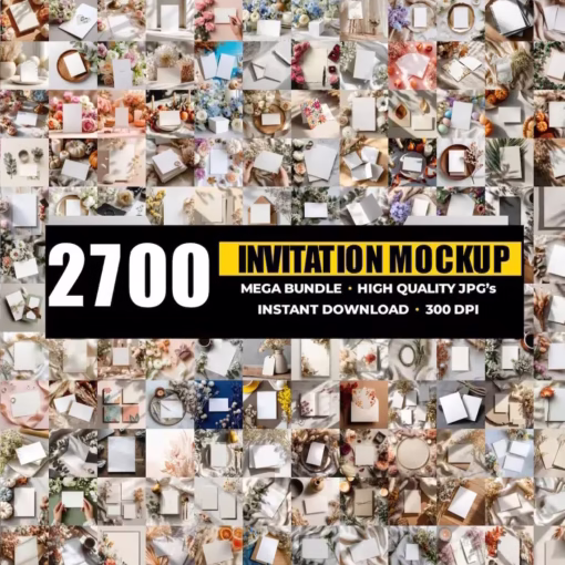 2700 Invitation Card Mockups Wedding, Birthday, and Greeting Card Templates