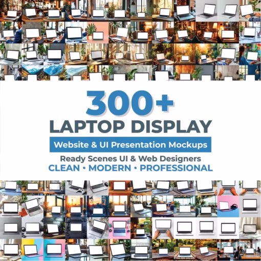305 Laptop Mockup Bundle Set, Computer Screen Mockup