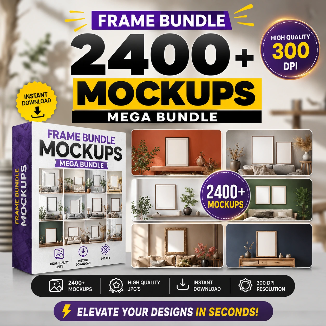 2400+ Frame Mockup Bundle Boho Interior Wall Art