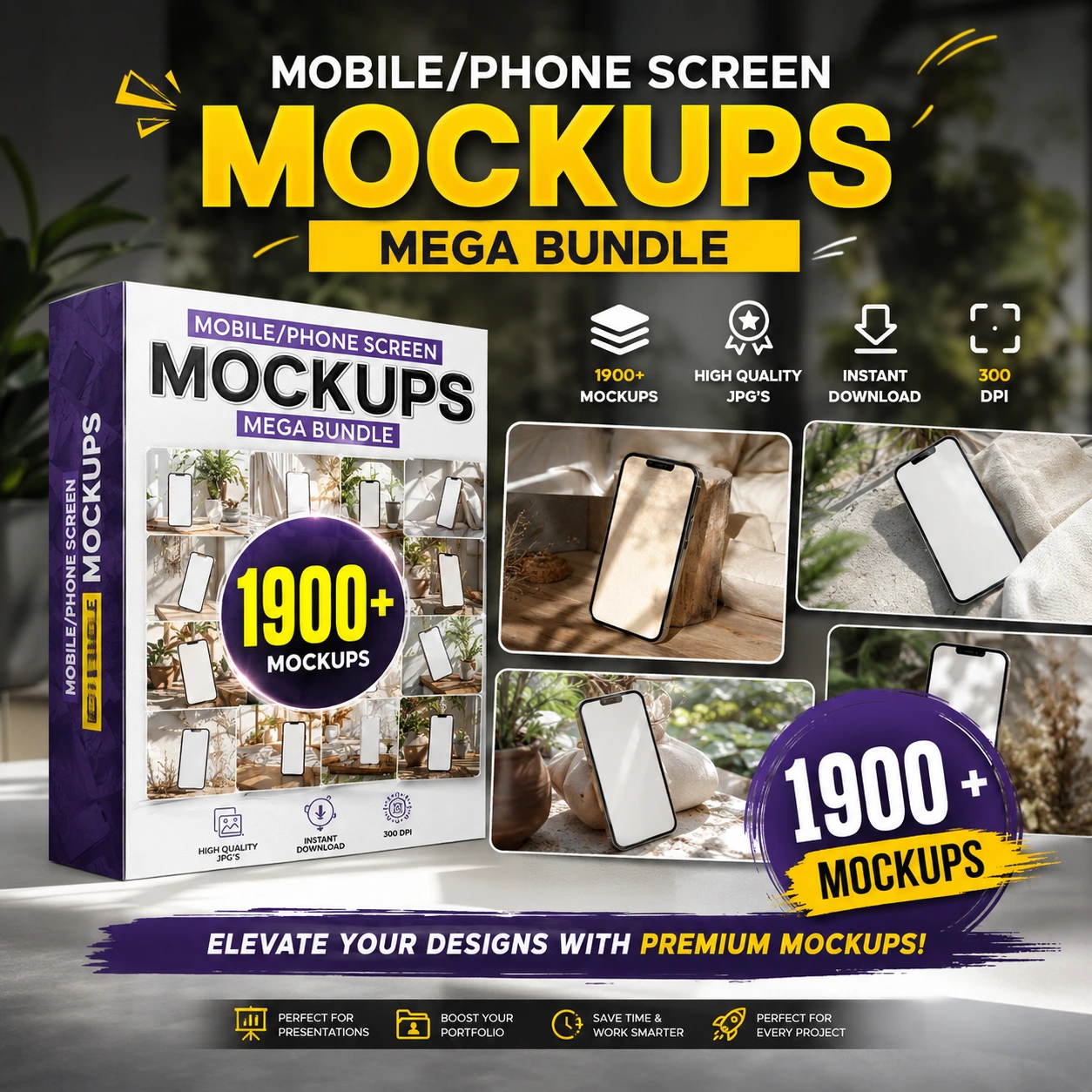 1900+ Phone Screen Mockup JPEG Bundle App & Wallpaper Design