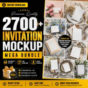 2700 Invitation Card Mockups Wedding, Birthday, and Greeting Card Templates