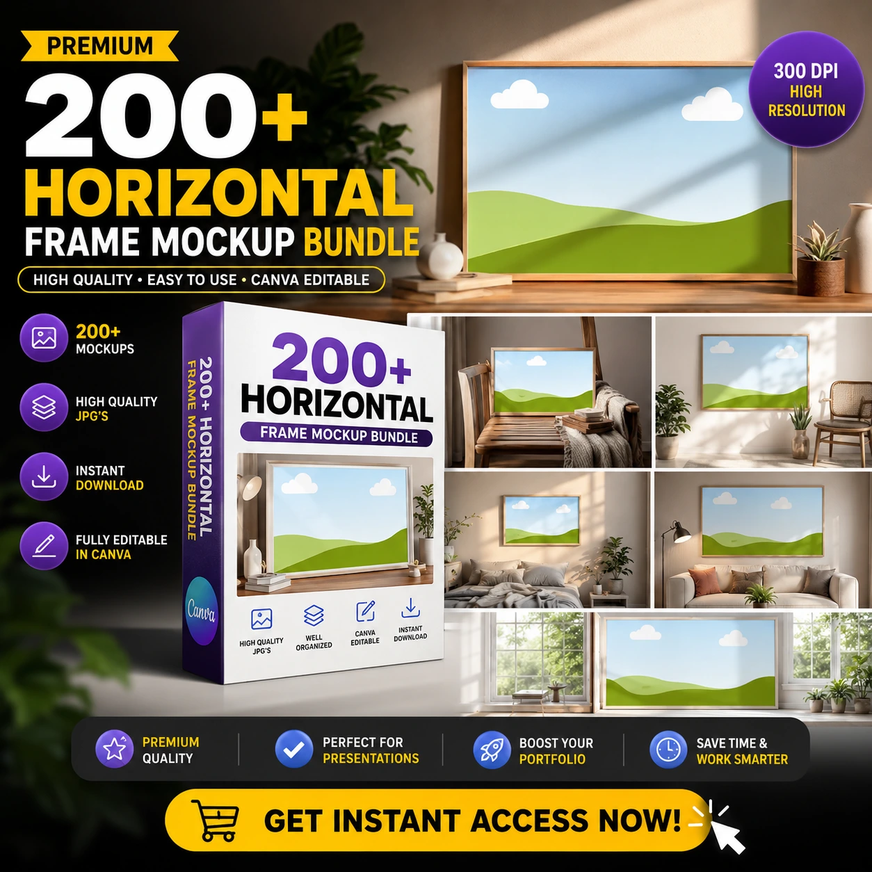 200+ Canva Horizontal Frame Mockup Bundle