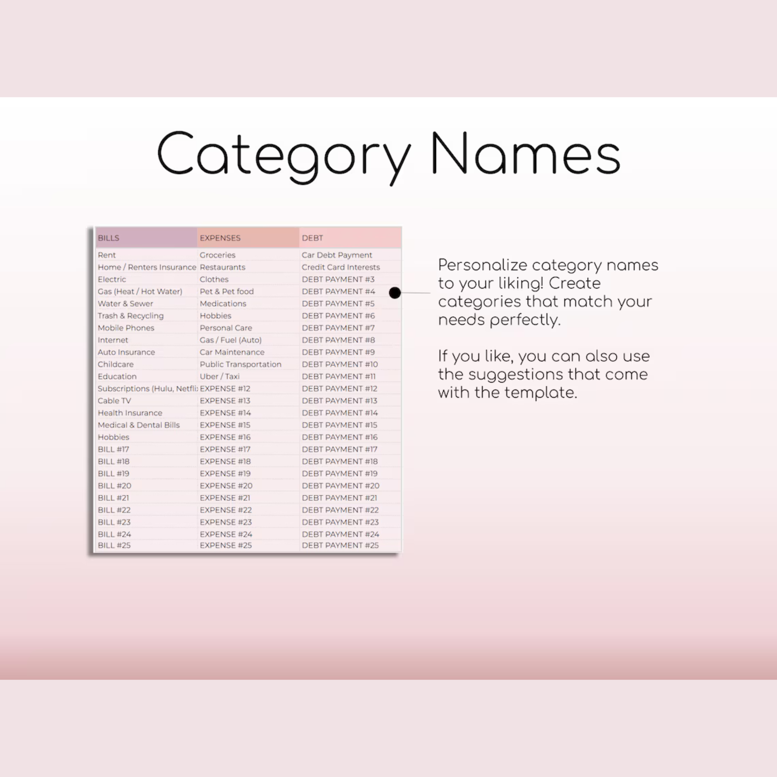 Monthly Budget Spreadsheet | Blush Pink Palette | Simple Annual Budget | Personal Finances | Easy Google Sheets | Financial Planner Easy - Image 3