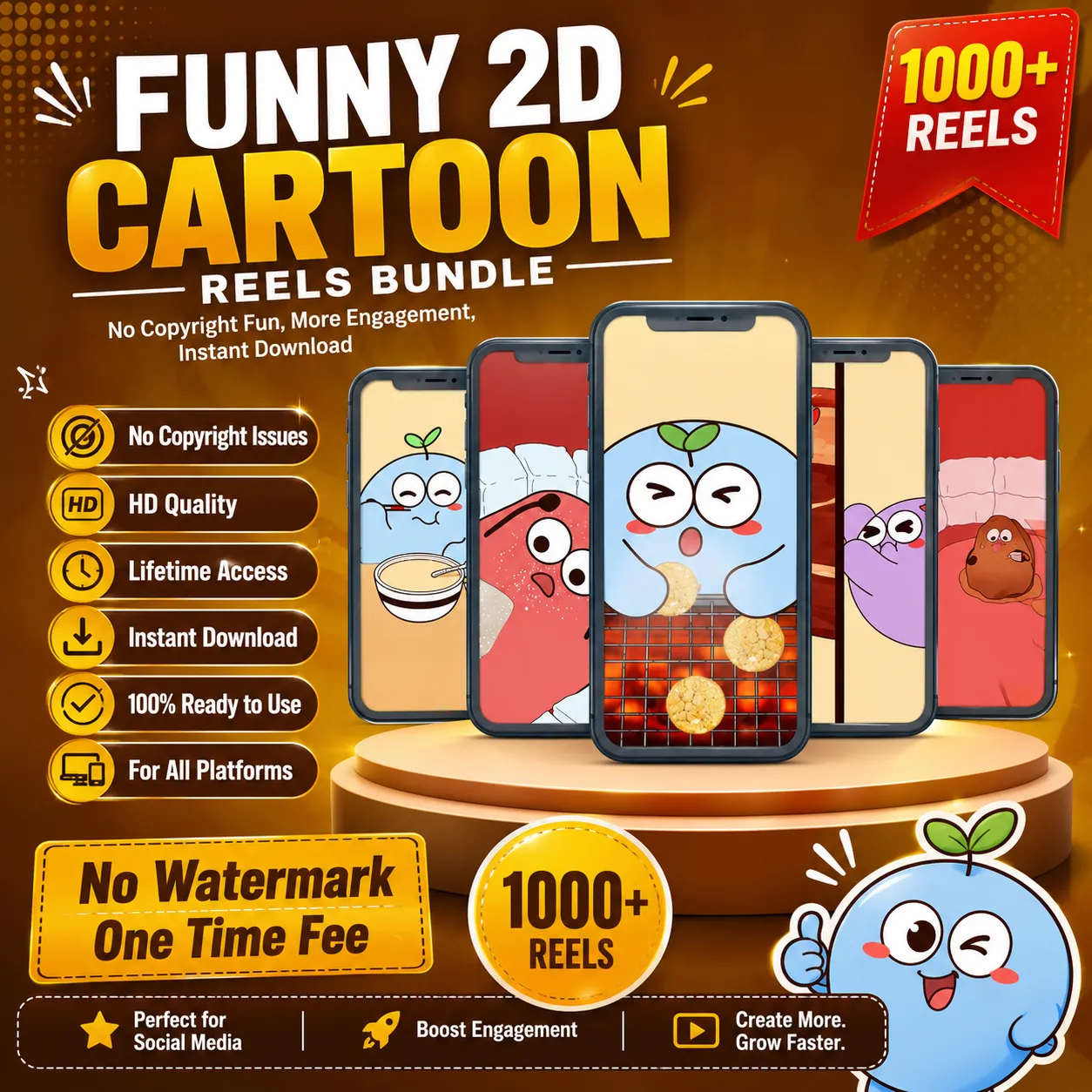 funny 2d cartoon reels bundle
