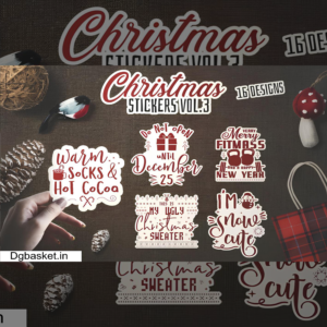 christmas stickers bundle vector clipart vol2